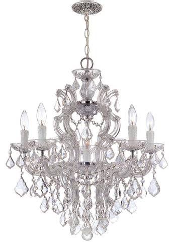 6 Light Polished Chrome Crystal Chandelier Draped In Clear Swarovski Strass Crystal - C193-4435-CH-CL-S
