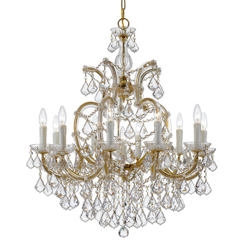 11 Light Gold Crystal Chandelier Draped In Clear Hand Cut Crystal - C193-4438-GD-CL-MWP