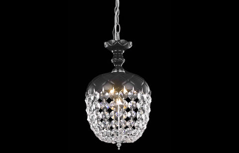 C121-7801D8B/RC - Regency Lighting: Baroque 1 light Black Pendant Jet (Black) Royal Cut Crystal