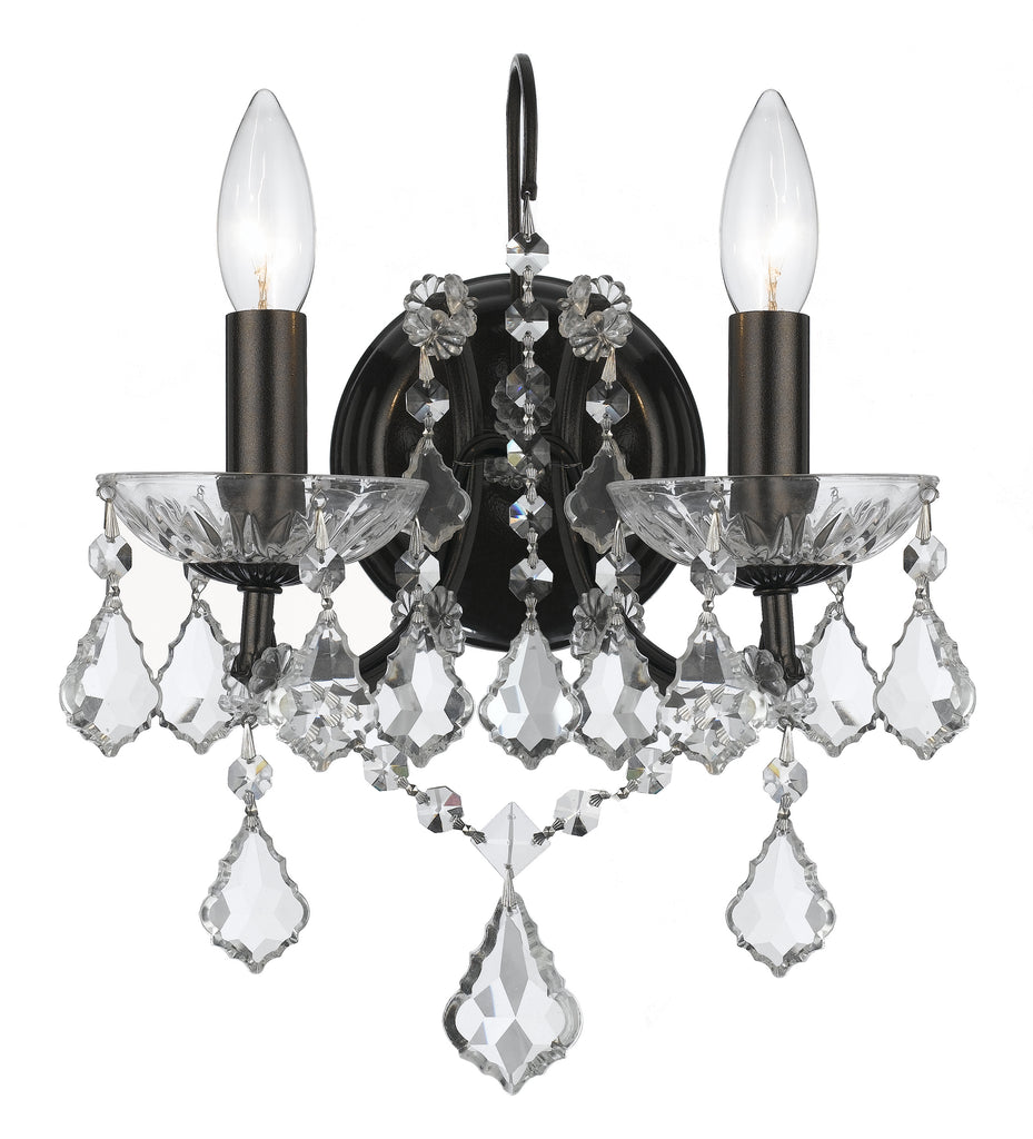 2 Light Vibrant Bronze Modern Sconce Draped In Clear Spectra Crystal - C193-4452-VZ-CL-SAQ