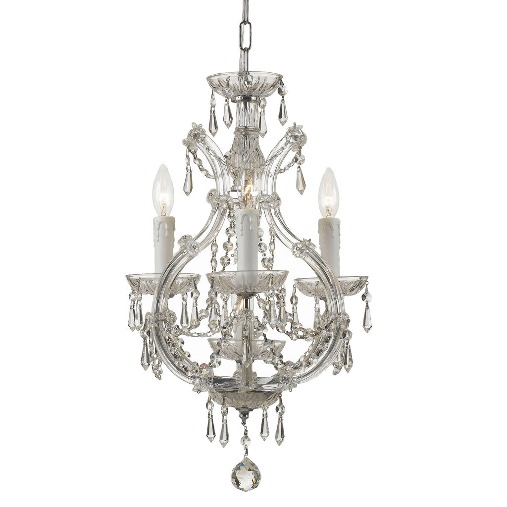 4 Light Polished Chrome Crystal Mini Chandelier Draped In Clear Hand Cut Crystal - C193-4473-CH-CL-MWP