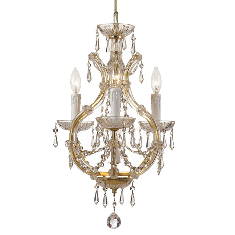 4 Light Gold Crystal Mini Chandelier Draped In Clear Italian Crystal - C193-4473-GD-CL-I