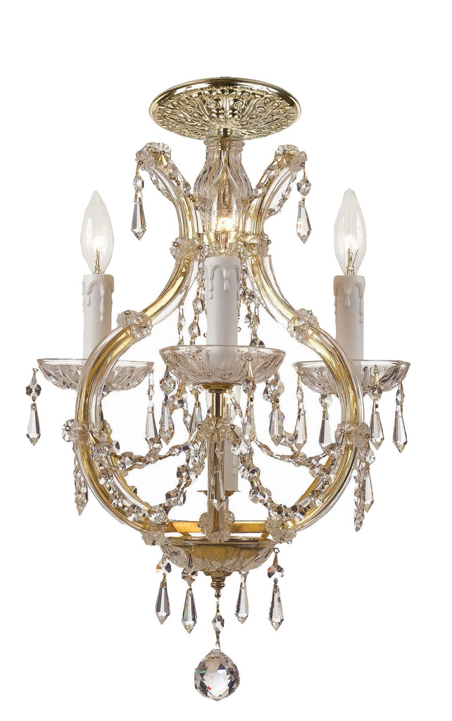 4 Light Gold Crystal Ceiling Mount Draped In Clear Hand Cut Crystal - C193-4473-GD-CL-MWP_CEILING