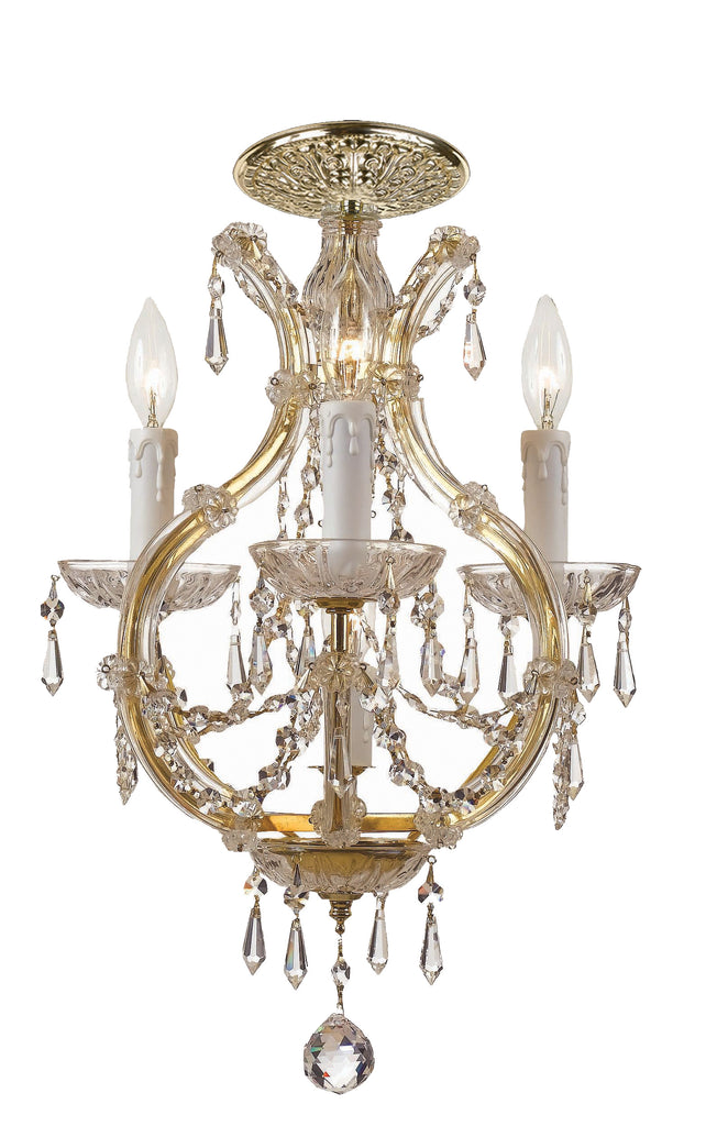 4 Light Gold Crystal Ceiling Mount Draped In Clear Swarovski Strass Crystal - C193-4473-GD-CL-S_CEILING