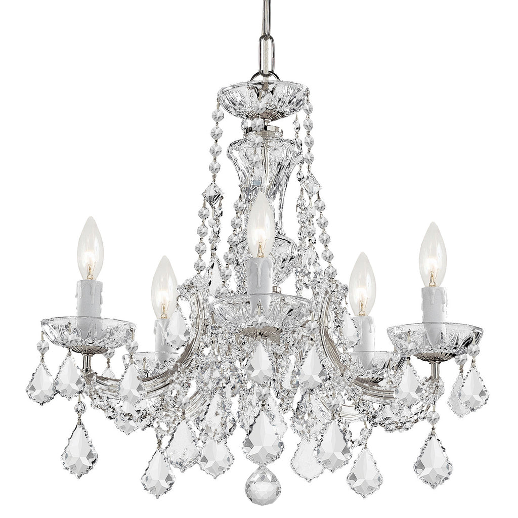 5 Light Polished Chrome Crystal Mini Chandelier Draped In Clear Hand Cut Crystal - C193-4476-CH-CL-MWP