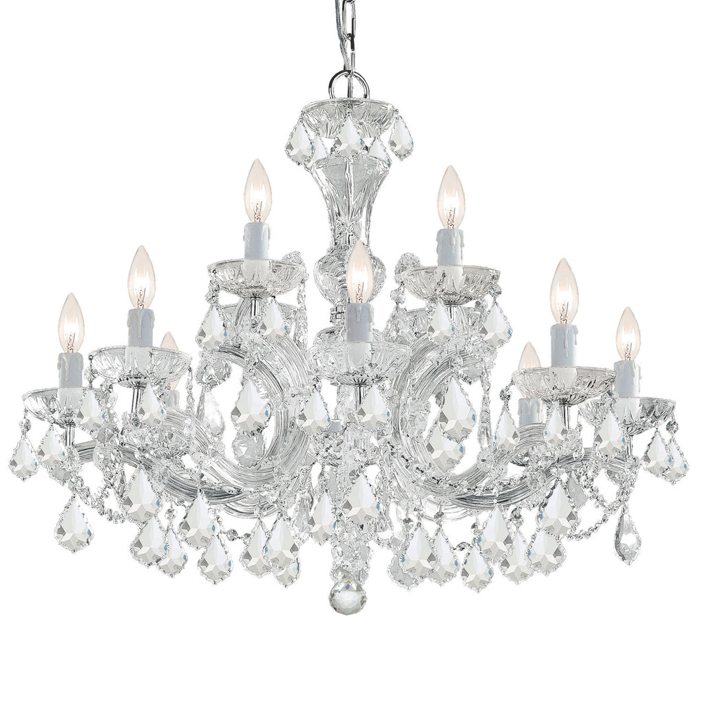 12 Light Polished Chrome Crystal Chandelier Draped In Clear Italian Crystal - C193-4479-CH-CL-I