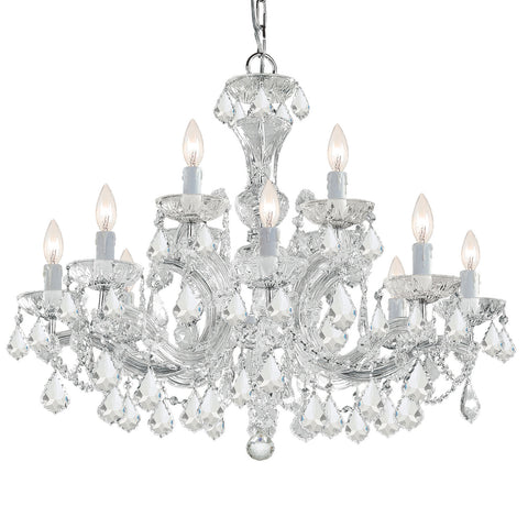 12 Light Polished Chrome Crystal Chandelier Draped In Clear Italian Crystal - C193-4479-CH-CL-I