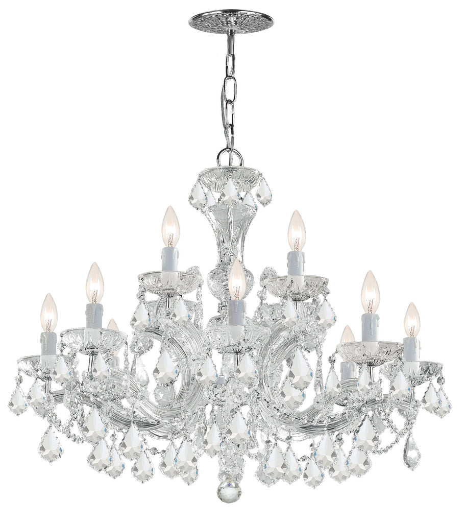 12 Light Polished Chrome Crystal Chandelier Draped In Clear Spectra Crystal - C193-4479-CH-CL-SAQ