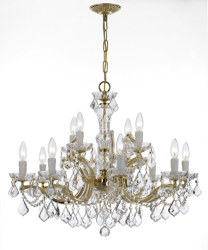 12 Light Gold Crystal Chandelier Draped In Clear Italian Crystal - C193-4479-GD-CL-I