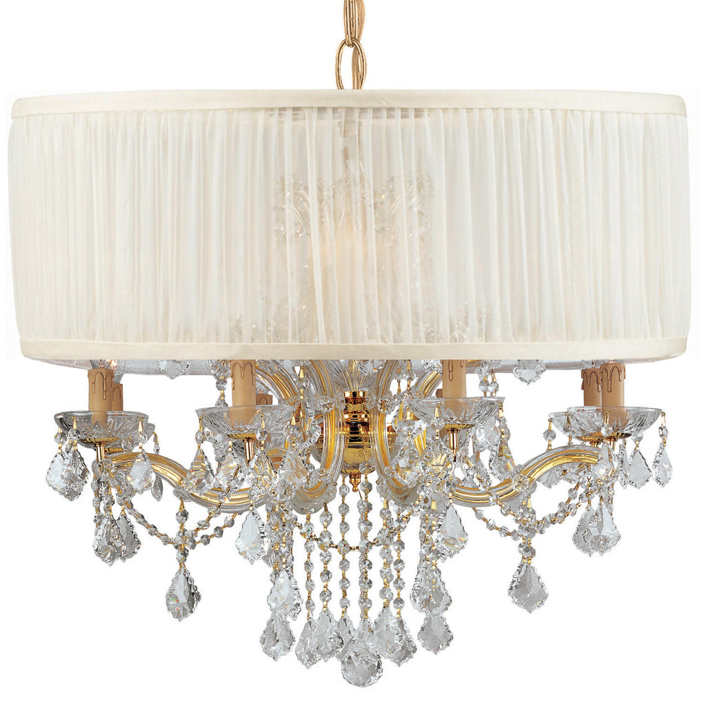12 Light Gold Traditional Chandelier Draped In Clear Swarovski Strass Crystal - C193-4489-GD-SAW-CLS