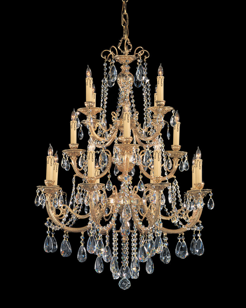 16 Light Olde Brass Crystal Chandelier Draped In Clear Hand Cut Crystal - C193-480-OB-CL-MWP