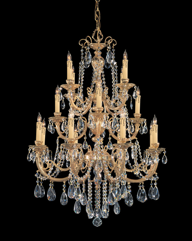 16 Light Olde Brass Crystal Chandelier Draped In Clear Spectra Crystal - C193-480-OB-CL-SAQ