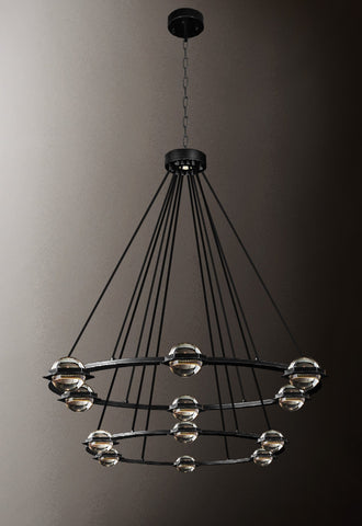 Eclatantes Round 2 Tier Chandelier 38" Lighting Chandeliers with LED Lighted Crystal Orbs - Great for The Living Room, Dining Room, Foyer and Entryway, Family Room, and More! - G7-CB/4853/18+12