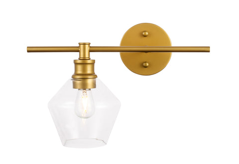 ZC121-LD2304BR - Living District: Gene 1 light Brass and Clear glass left Wall sconce