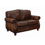 Set of 3 - Montbrook Rolled Arm Sofa + Loveseat + Chair Hand Rubbed Brown - D300-10021