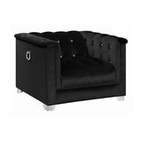 Set of 3 - Chaviano Tuxedo Arm Sofa + Loveseat + Chair Black - D300-10059
