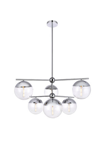 ZC121-LD6143C - Living District: Eclipse 6 Lights Chrome Pendant With Clear Glass
