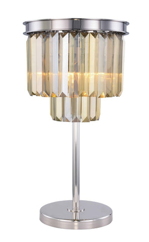 ZC121-1231TL14PN-GT/RC - Urban Classic: Sydney 3 light Polished nickel Table Lamp Golden Teak (Smoky) Royal Cut Crystal