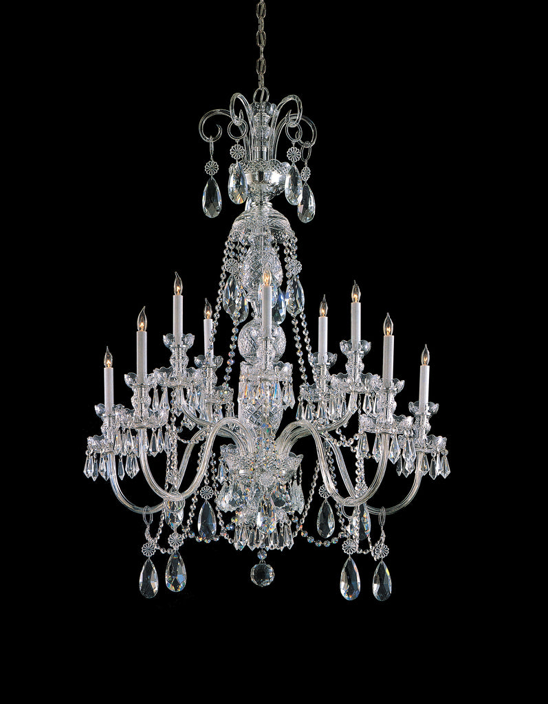 10 Light Polished Chrome Crystal Chandelier Draped In Clear Swarovski Strass Crystal - C193-5020-CH-CL-S