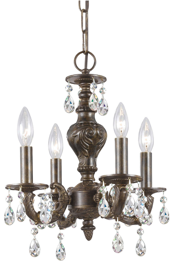 4 Light Venetian Bronze Youth Mini Chandelier Draped In Clear Spectra Crystal - C193-5024-VB-CL-SAQ