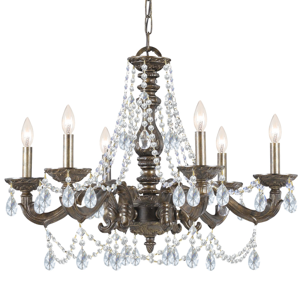 6 Light Venetian Bronze Youth Chandelier Draped In Clear Hand Cut Crystal - C193-5026-VB-CL-MWP