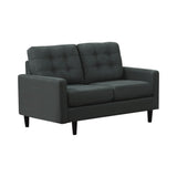 Set of 3 - Kesson Tufted Upholstered Sofa + Loveseat +Chair Charcoal - D300-10055