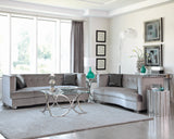 Set of 3 - Caldwell Recessed Arm Upholstered Sofa + Loveseat + Chair Silver - D300-10069