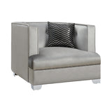 Set of 3 - Caldwell Recessed Arm Upholstered Sofa + Loveseat + Chair Silver - D300-10069