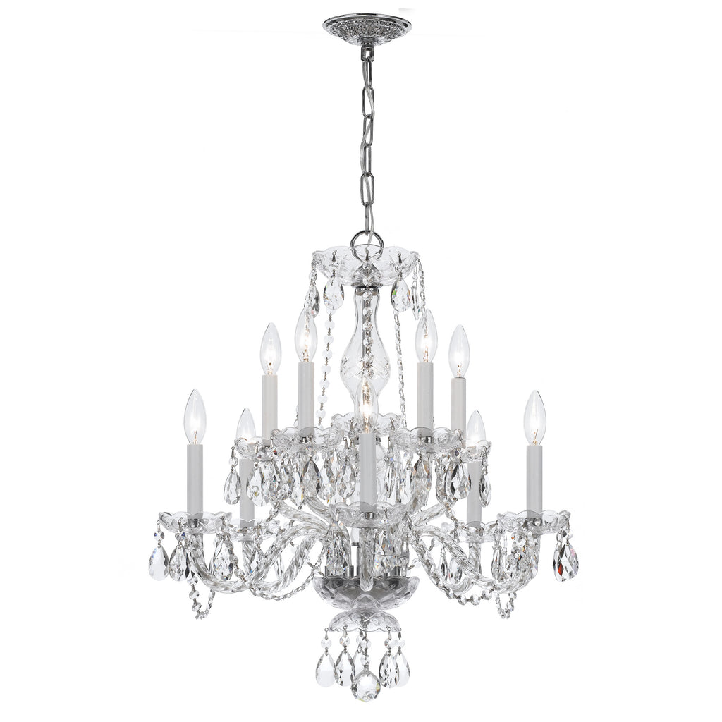 10 Light Polished Chrome Crystal Chandelier Draped In Clear Hand Cut Crystal - C193-5080-CH-CL-MWP