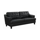 Set of 3 - Freeport Tufted Upholstered Sofa + Loveseat + Chair Black - D300-10078