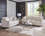 Set of 3 - Corliss Upholstered Arched Arms Sofa + Loveseat + Chair Beige - D300-10086