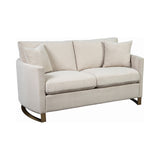 Set of 3 - Corliss Upholstered Arched Arms Sofa + Loveseat + Chair Beige - D300-10086