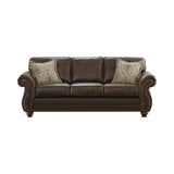 Set of 3 - Graceville Rolled Arm Upholstered Sofa + Loveseat + Chair Dark Brown - D300-10088
