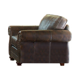 Set of 3 - Graceville Rolled Arm Upholstered Sofa + Loveseat + Chair Dark Brown - D300-10088