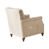 Set of 3 - Shelby Recessed Arms And Tufted Tight Back Sofa + Loveseat + Chair Grey And Brown - D300-10092