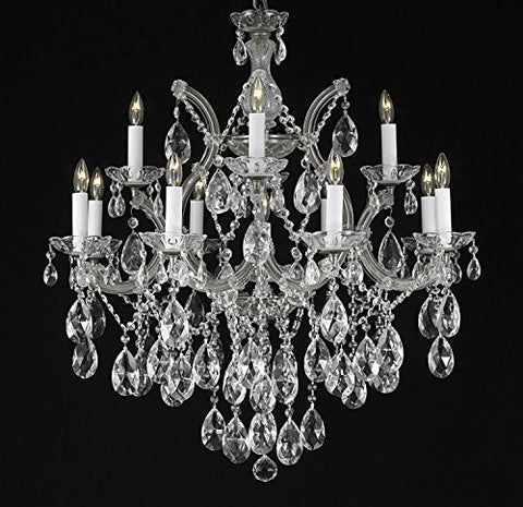 Maria Theresa Crystal Chandelier Lighting Chandeliers Dressed With Diamond Cut Crystal H 30" W 28" - A83-Silver/B77/21532/12+1