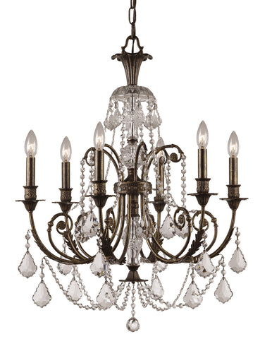 6 Light English Bronze Crystal Chandelier Draped In Clear Swarovski Strass Crystal - C193-5116-EB-CL-S