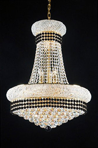 French Empire Crystal Chandelier Chandeliers Lighting Trimmed With Jet Black Crystal Good For Dining Room Foyer Entryway Family Room And More H32" X W24" - A93-B79/542/15