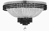 Set of 2-1 French Empire Crystal Chandelier Lighting Trimmed w/Jet Black Crystal! H30" X W24" and 1 Flush French Empire Crystal Chandelier Lighting Trimmed w/Jet Black Crystal! H18" X W24" - B79/CS/870/9 + B79/CS/FLUSH/870/9