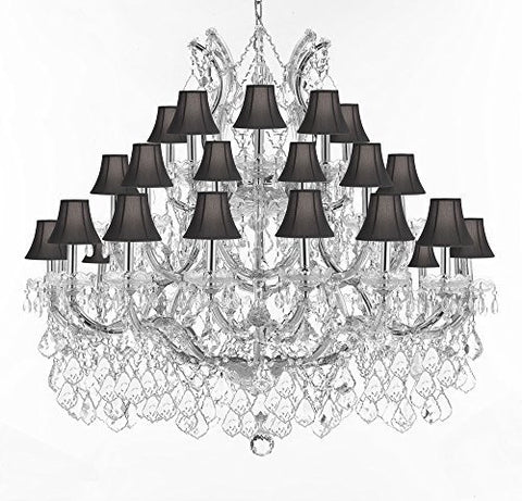 Maria Theresa Crystal Chandelier Lighting With Black Shades H 39" W 44" - Perfect For An Entryway Or Foyer - Cjd-B62/Cs/Sc/Blackshades/2181/44