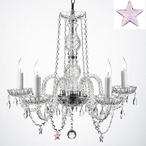 Authentic Empress Crystal(Tm) Chandelier With Crystal Stars H25" X W24" - Nursery Kids Girls Bedrooms Kitchen Etc - G46-B38/384/5