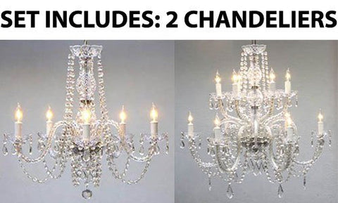 Set of 2-1 Empress Crystal (tm) Chandelier Chandeliers Lighting H25 x W24 and 1 Chandelier Lighting Crystal Chandeliers H27 X W32 - 1EA A46-384/5 + 1EA A46-385/6+6