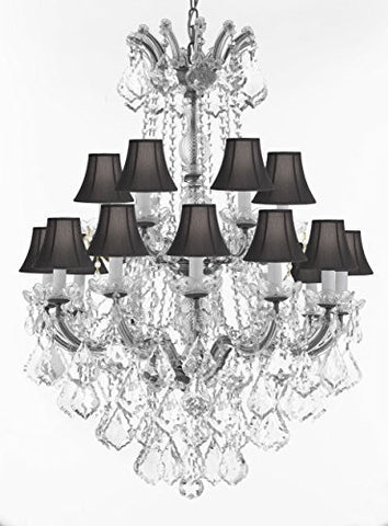 Maria Theresa Crystal Chandelier Chandeliers Lighting With Black Shades H 36" X W 28" - Great For Dining Room Entryway Or Living Room - A83-B12/Cs/Blackshades/152/18