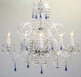 Swarovski Crystal Trimmed Chandelier Blue Crystal Chandelier H25" X W24" - A46-387/5Blue Sw