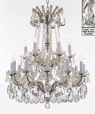 Swarovski Crystal Trimmed Maria Theresa Chandelier Lights Fixture Pendant Ceiling Lamp Dressed With Large Luxe Crystals H30" X W28" - Good For Dining Room Foyer Entryway Family Living Room - A83-Cg/B90/152/18Sw
