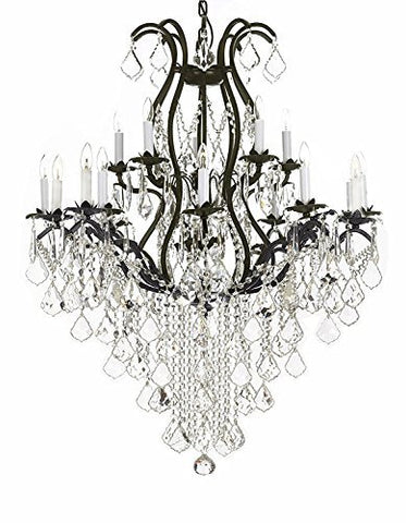 Swarovski Crystal Trimmed Chandelier! Wrought Iron Chandelier Lighting Chandeliers Dressed with Swarovski Crystal H 50" X W 36" Great for Dining room, Entryway / Foyer, or Living room! - A83-B12/3034/10+5SW