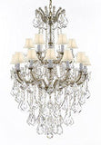 Swarovski Crystal Trimmed Chandelier Maria Theresa Crystal Chandelier Chandeliers Lighting With White Shades H 50" X W 30" - Great For Dining Room Entryway Or Living Room - A500-B13/Whiteshades/152/18Sw