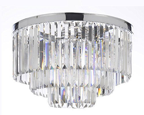 Palladium Empress Crystal (Tm) Glass Fringe 3-Tier Chandelier Lighting Chrome Finish H 17.5" W 19.75 - G7-Flush/2164/9