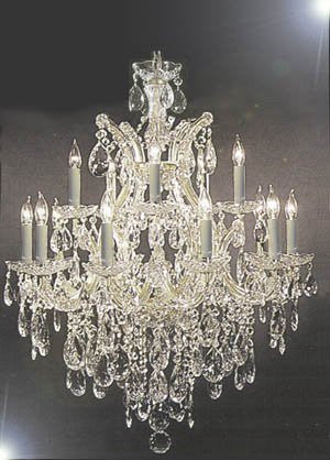 Maria Theresa Swarovski Crystal Trimmed Chandelier H30" X W28" - A83-Silver/21532/12+1Sw