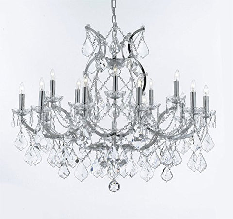 Maria Theresa Chandelier Lighting Crystal Chandeliers H28 "X W37" Chrome Finish Great For The Dining Room Living Room Family Room Entryway / Foyer - J10-B62/Chrome/26050/15+1
